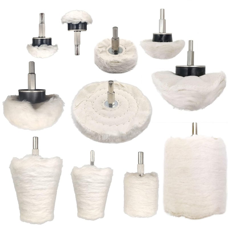 Tworider 11 pcs Buffing Wheel for Drill, Buffing Pad Polishing Wheel Kits, Wheel Shaped Polishing Tool for Metal Aluminum, Stainless Steel, Chrome, Jewelry, Wood, Plastic, Ceramic, Glass, etc - Image 1